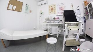 Busty hairy mature waiting for the doctor