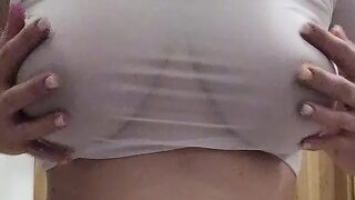 Dildo riding, nipple and pussy teasing - orgasm denial