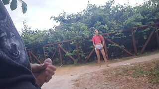 Passing Girl Gets Risky Handjob In Public!