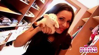 Lesbo nina strips off then gets dressed in the closest