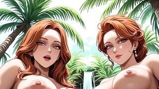 Two nude redhead women dancing (Ai animation)