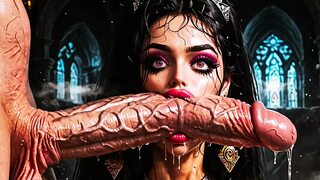 AI LATINA DUNGEON SLUT MIA JERKS AND SUCKS A HUGE