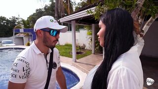 A group of men want to fuck a big-assed, black-haired Latina, but only her best friend can do it.