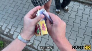 HUNT4K  Sexy babe Una Fairy was picked up by a stranger and was showing her tits on front of BF