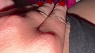 Big Clit Cums Hard on Dildo Fat Pussy Lips