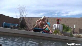 Sexy busty MILF shows off her body outdoors in POV scene