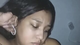 18 year old brunette big saggy tits from New York United States fucking her boyfriend's big dick cahs