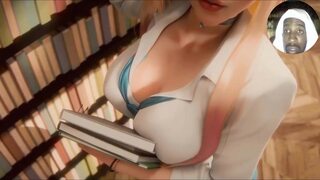 Mini Skirt Blonde in Library 3D Animation