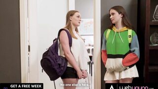 Naturally Stacked Babes Hazel Moore & Samantha Reigns Have Some Class Pussy Fun After Tough Exam