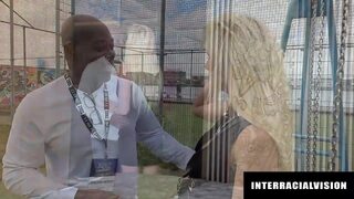 INTERRACIAL VISION - Blondie Clad In Red Lingerie Takes A Hardcore BBC Smashing