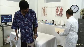 Female doctor makes a black guy feel better by fucking him