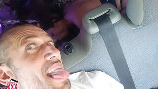 She Gets Horny on a Van Ride to the Airport with Two BBC