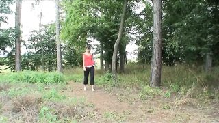 Naughty teen joins a mature couple fucking in a park