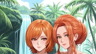 Lesbians red head woman bounce boobs (Ai animation)
