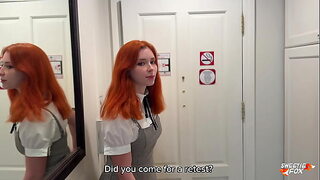 Hot Sex with Red-Haired Student and Cum on Face