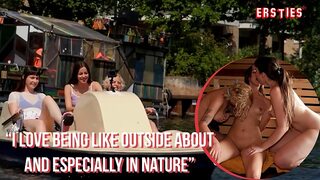 Three lezzies lake-cruise topless orgies before lesbian sex debauchery