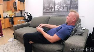 Britney Mason Gets Her Assholes Filled on the Couch