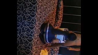 Her short skirt hides a hungry mouth, eager to take