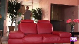 Blonde bombshell devours cocks and gets rode hard in steamy