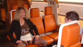 Sweet milf seduces innocent train rider