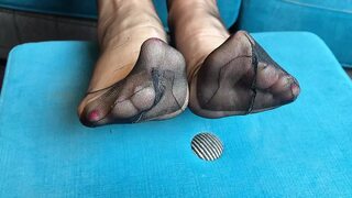 Mom Shows Off Her Stockinged Toes