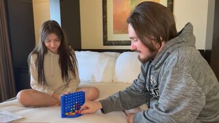 Stripping for Connect 4 on the Bed