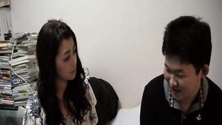 Young Guy Bangs a Japanese Girl Before Older Man Creampies