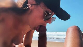 Teen On Beach Jumpsuit, Blowjob, Leg Show