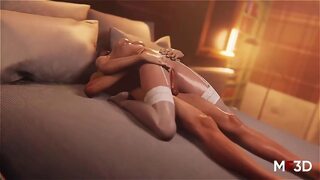 White-clad temptress gets ravaged on bed
