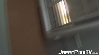 Distressed Japanese lady urinating in high heels