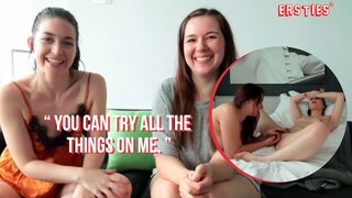 First time girls as Domino gets softly touched by Leah