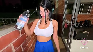 Gym-trained beauty Amanda Rabbit gets gangbanged in the parking lot