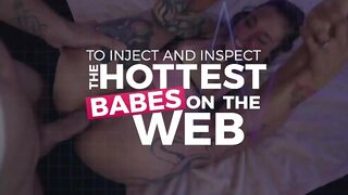 Strawberry blonde Siri Dahl swallows jizz after rough gangbang