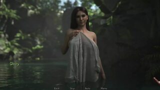 Hot spring bath with stepmom and her friend in nature