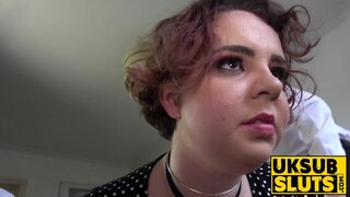 UKSubSluts com - Curvy babe in stockings slapped before riding