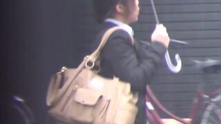 Sexy Japanese chicks peeing one by one in a public