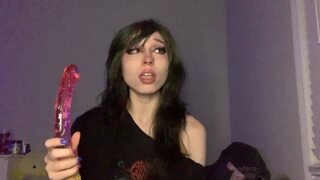 Dumb Emo Spits Deep & Explores Gagging with Dual Dildos