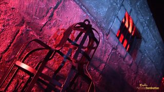 Blonde Cougar Fucks Young Punk in Dark Hideaway Slavery