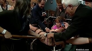 Busty submissive pleasures in rough lesbian public sex