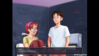 Summertime saga shy Girlfriend gets her mouth filled with my