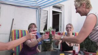 Hot mature group sex outdoors