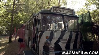 Nasty swingers fucking in a bus