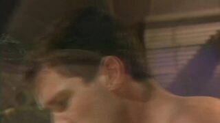 Busty retro pornstar office table fucking with passion