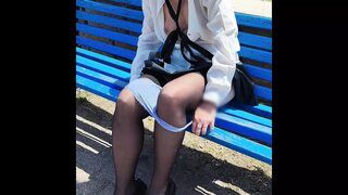 Pussy Flash - My Slutty Teacher Fingers Her Pussy In