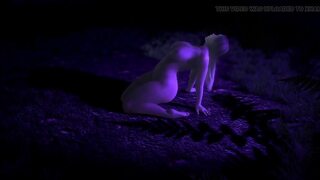  Busty lady teasing with a huge dildo