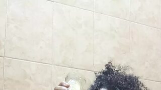 Horny brunette gets a dildo in her wet and hairy