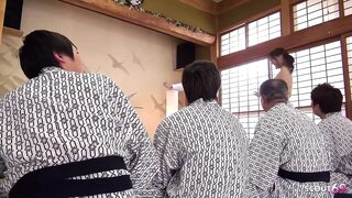 Raunchy foursome romp with nubile nymphs ravaged by grizzled studs