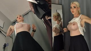 I try on transparent clothes in the fitting room Amateur