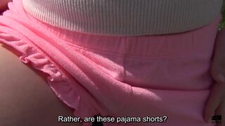 Freshly wed Japanese bride takes outdoor ride, gets laid under