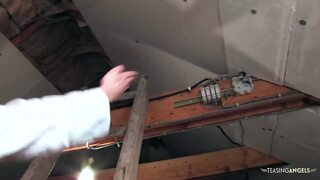 Receives hard ass🍑-sex from sweaty stocking-clad blonde in steamy white